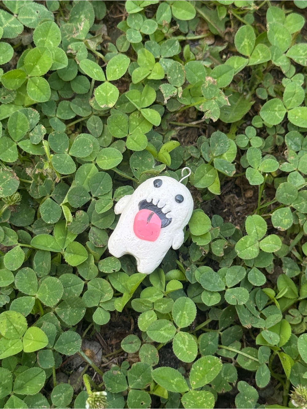 Cute White Tongue-Out Ghost Charm